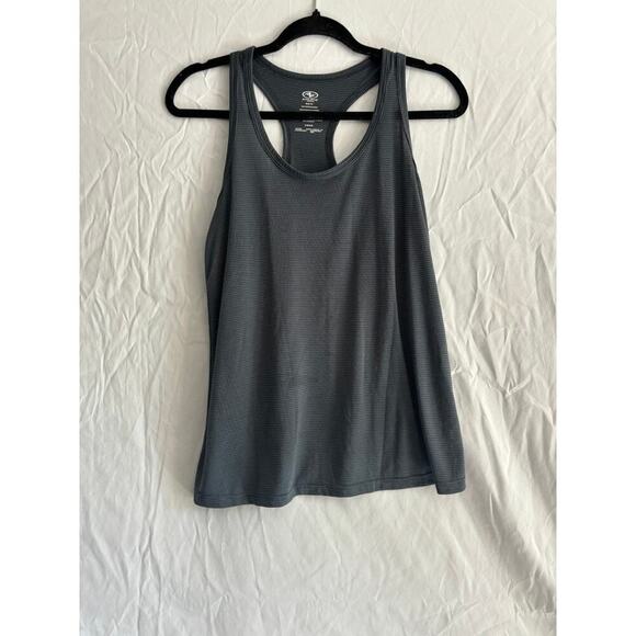 Athletic Works Women's Blue & Grey Striped Racerback Workout Tank - Picture 2 of 6